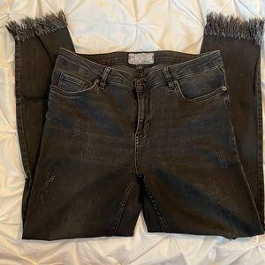 Free People black/grey distressed denim pants